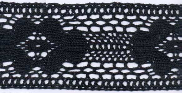 <font color="red">IN STOCK</font><br>3+3/4" Cotton Galloon Cluny Lace-Black