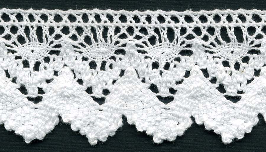 <font color="red">IN STOCK</font><br>1+1/2" Cotton Cluny Edge Lace-White