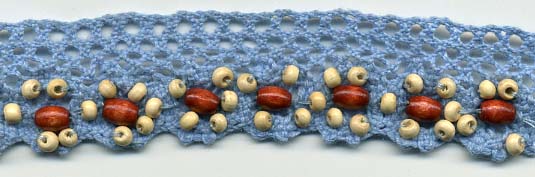 <font color="red">IN STOCK</font><br>1" Cotton Cluny Edge Lace With Wood Beads-Light Blue
