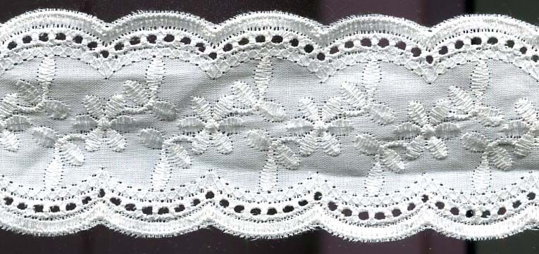 <font color="red">IN STOCK</font><br>2" 100% Poly Eyelet Lace-White