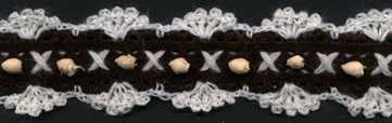 <font color="red">IN STOCK</font><br>1+3/8" Cotton Crochet Lace Beads+Faux Suede Tape-Ecru/Brown/Natural