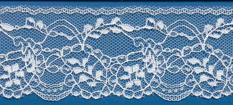 2" Rigid Edge Floral Swirl Lace-White<br>Made in USA