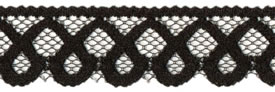 1" Poly Flat Raschel Lace-Black