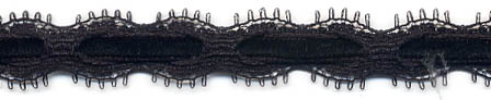 3/8" Nylon Velvet Lace Bead Galloon-Black
