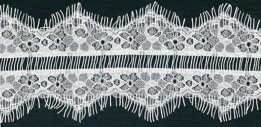 2.75" Double Point Lace Ladder Center-White<>Chantilly / Eyelash Lace