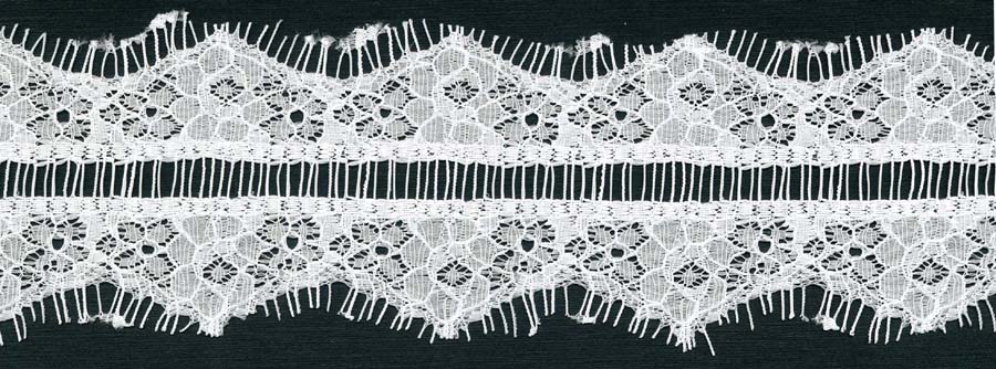 2.5" Double Point Lace Ladder Center-White<>Chantilly / Eyelash Lace