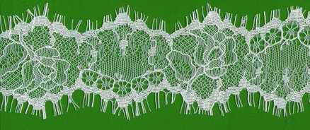 2.916" Floral Lace Galloon-White<>Chantilly / Eyelash Lace