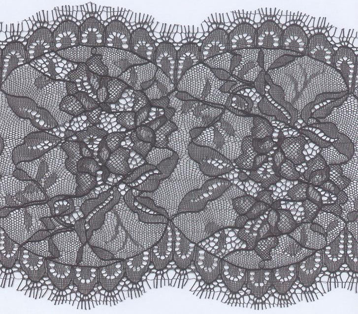 6.6" Double Curve Lace Galloon-Black<>Chantilly / Eyelash Lace