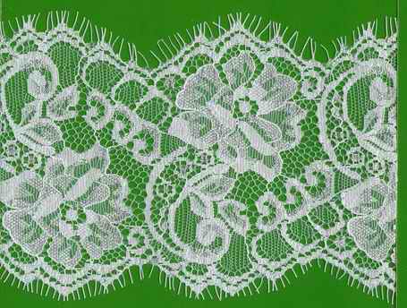 5.125" Double Curve Lace Galloon-White<>Chantilly / Eyelash Lace