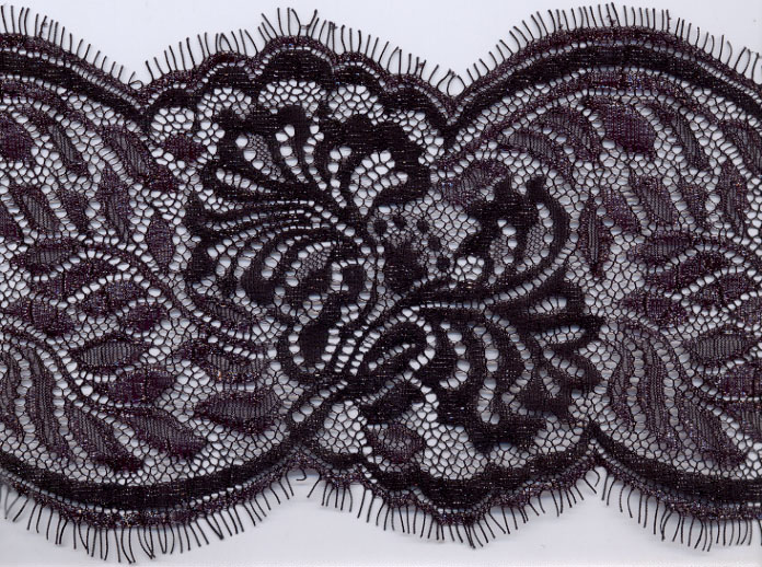 5" Double Curve Lace Galloon-Black<>Chantilly / Eyelash Lace