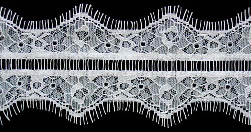 1.58 Double Point Lace With Ladder Center-White<>Chantilly / Eyelash Lace