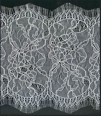 60" Lace Galloon-White<>Chantilly / Eyelash Lace