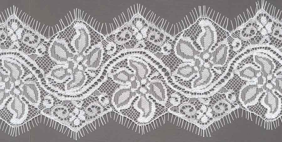 2.5" Double Point Lace Galloon-Raw White<>Chantilly / Eyelash Lace