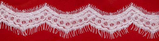 1.5" Wave Edge Lace With Circles-Raw White<>Chantilly / Eyelash Lace