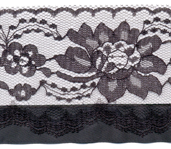 3.5" Poly Ribbon Edged Lace-Black/Black