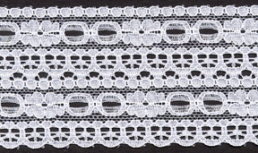 2" Poly Galloon Double Beading Lace-White