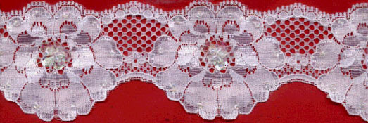 Sequin/Beaded Edge Lace-White-Clear Iris Sequin & Beads