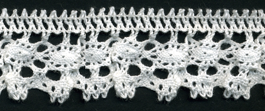 <font color="red">IN STOCK</font><br>1+1/8" Stretch Cluny Lace-Raw White