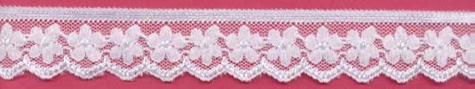 1.18" Nylon Stretch Lace Daisy Floral Edge White