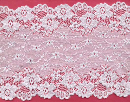 5.25" Nylon Stretch Lace Galloon Raw White