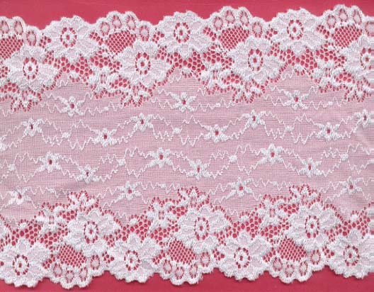 5.25" Nylon Stretch Lace Galloon Raw White