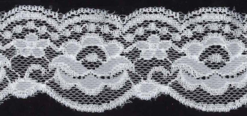 2.5" Nylon Stretch Lace Scallop White