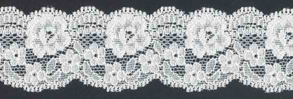 1.38" Nylon Stretch Lace Galloon White