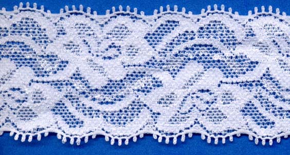 1.5" Nylon Stretch Lace Galloon White