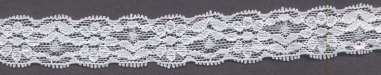 1" Nylon Stretch Lace Galloon White