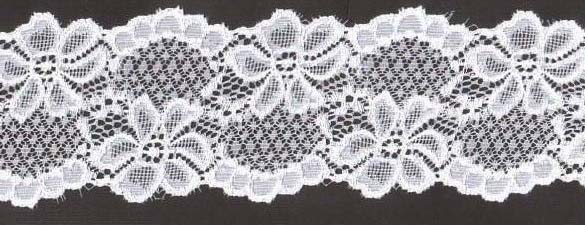 2.75" Nylon Stretch Lace Textured Floral Black