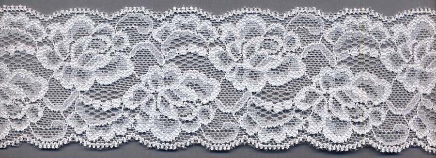 2.5" Nylon Stretch Lace Floral Galloon Ivory