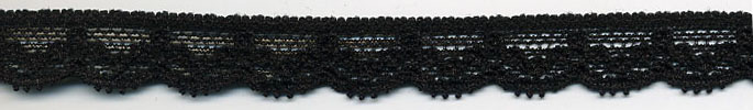 1/2" Nylon Stretch Lace Scallop Edge Black