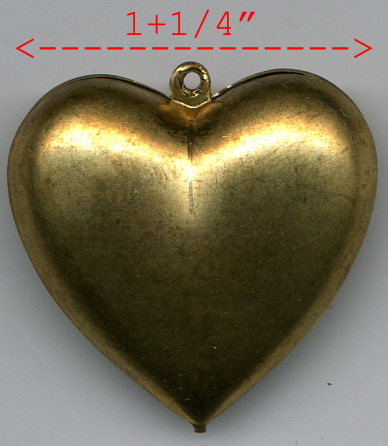 1+1/4" Heart Charm-Brass
