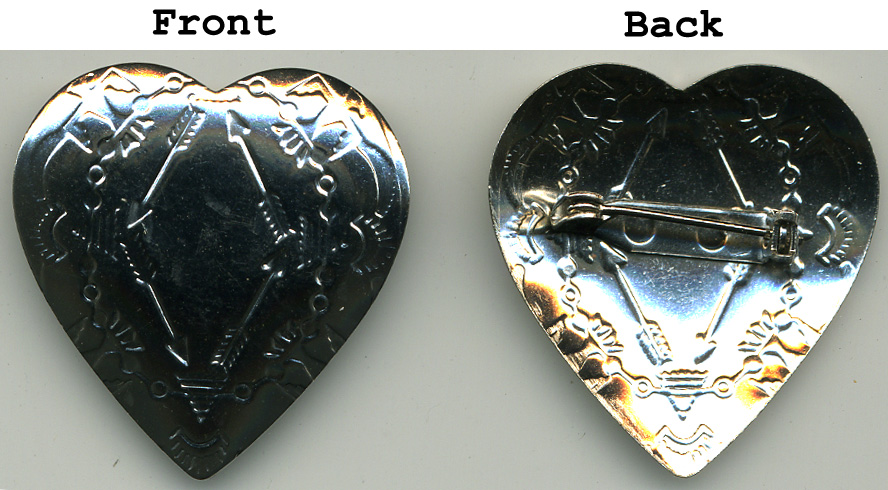 1.25" Heart Pin Concho-Nickel