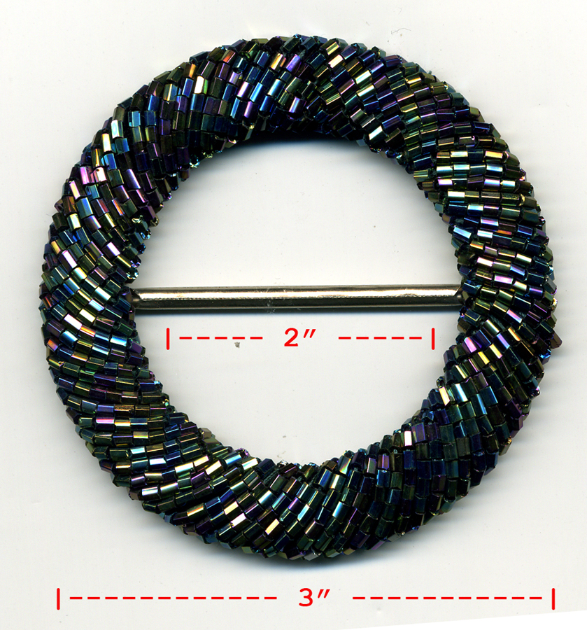 <font color="red">IN STOCK</font><br>3" OD / 2" ID Bugle Bead Slider-Midnight