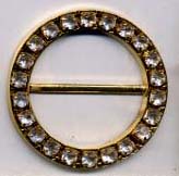 1.25" Rhinestone Circle Slider Buckle-Crystal Acrylic Stones/Gold Slider