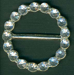 1" Rhinestone Circle Slider-Crystal Acrylic Stones/Silver Slider