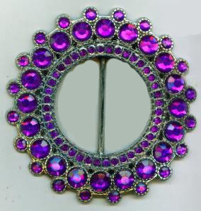 2" 90mm Round Rhinestone Slider-Acrylic Amethyst Stones-Silver Slider