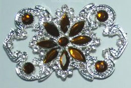 3.5" Rhinestone Slider Buckle-Topaz Rhinestones/Silver Slider