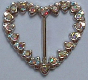 3/4" Rhinestone Heart Slider-AB Acrylic Stones/Silver Slider