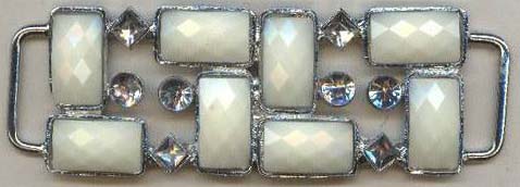 2.75" x 1" (3/4" slider) Deco Rhinestone Slider Buckle-Acrylic Stones/Silver Slider