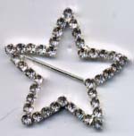 2" Rhinestone Slider Buckle Open Star-Crystal Glass Stones/Silver Slider