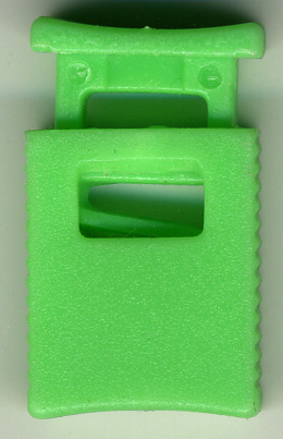 <font color="red">IN STOCK</font><br>3/4" x 1+1/4" Flat Cord Lock<br>Neon Green<br>(For flat cords up to 3/8" width)