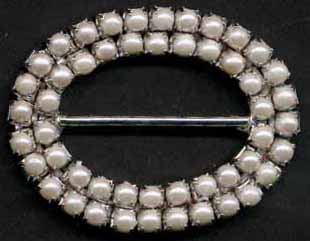 1.25" Double Oval Slider Buckle-Pearl/Silver Slider