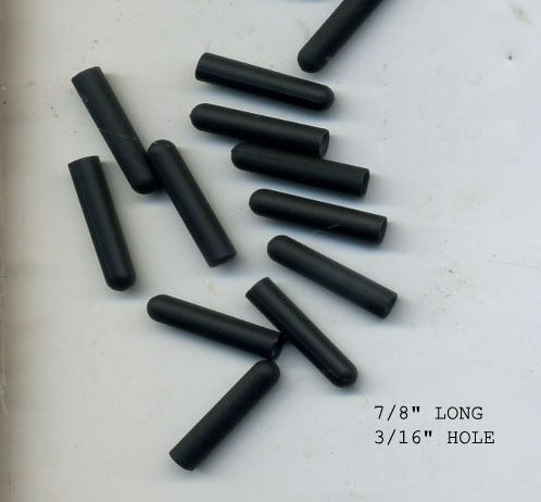 <font color="red">IN STOCK</font><br>7/8" Long with 3/16" Hole Rubber Aglet Cord Tips-Black