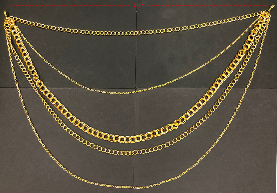 20" Width 5 Row Chain Necklace-Gold