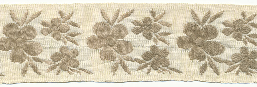 1+5/8" Cotton Floral Jacquard-Khaki With Natural Background