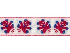 <font color="red">IN STOCK</font><br>3/4" Vintage Cotton Ribbon-Sapphire/White/Red