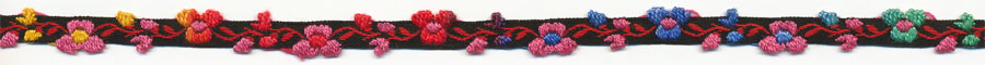 5/16" Floral Cotton Jacquard-Multi Color With Black Background