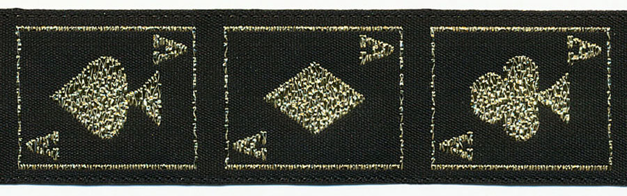 7/8" Metallic Playing Cards Jacquard Ribbon-Black/Gold